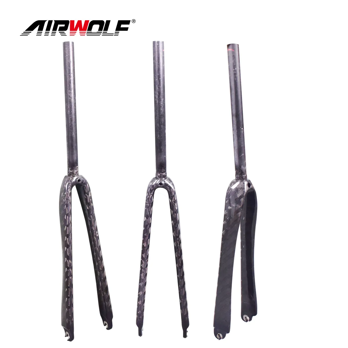 Airwolf Roadバイク固定ギア自転車用カーボンファイバーフォークトラックバイクズフォークスレッドレス1 "（25.4mm）700C 12K UD Weave 1年保証