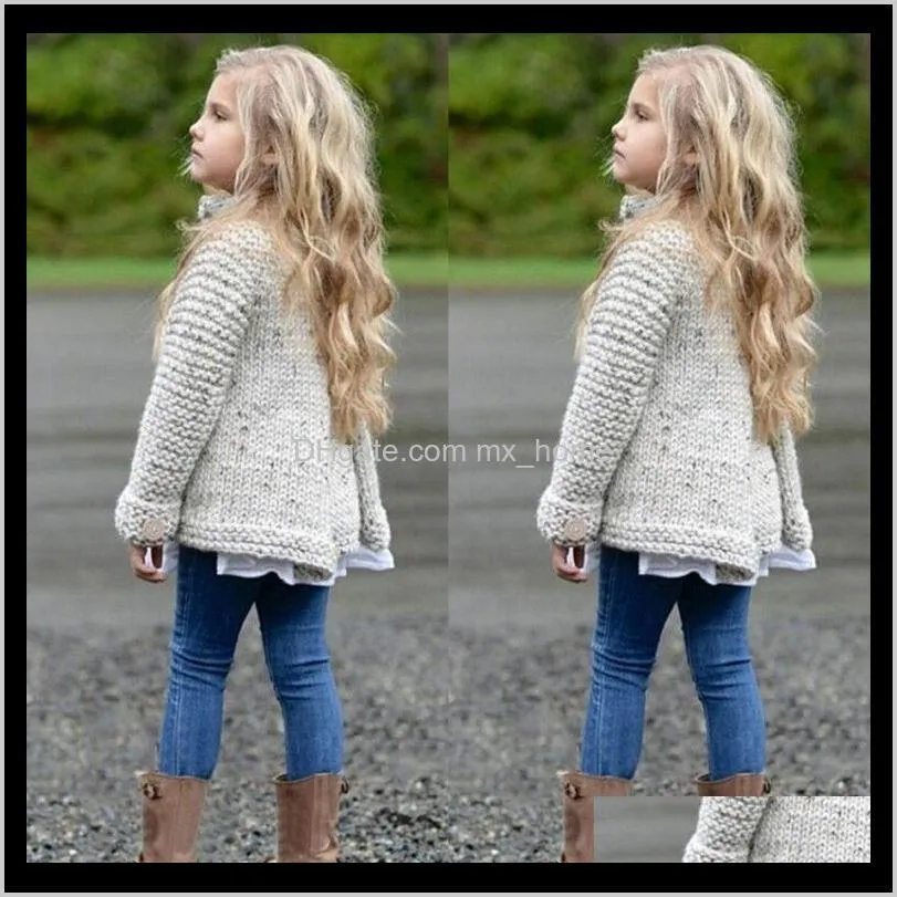 fashion boys girls long sleeve cute gray sweaters coat knitted sweaters solid coat new autumn winter clothes outfits 1-8y 201103