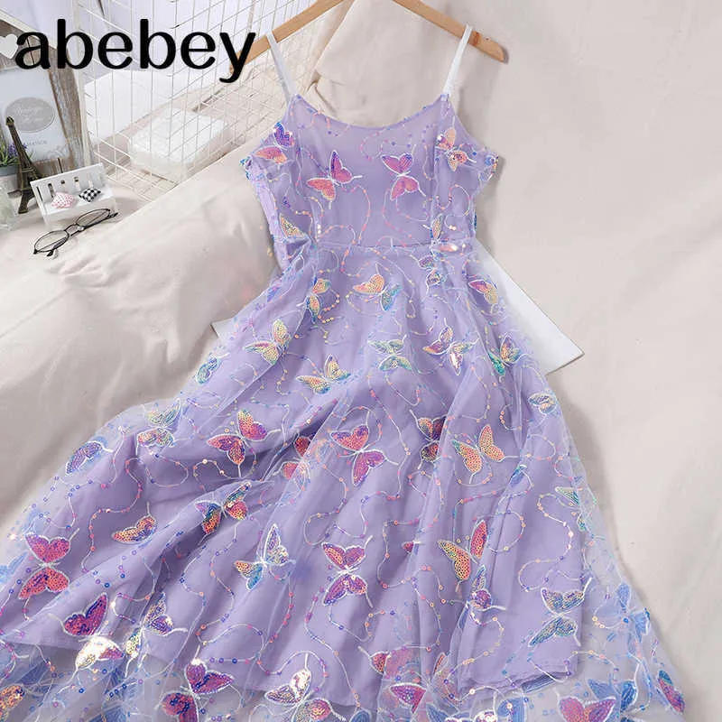 Butterfly Dress Sequin Slip Dress Woman Elegant Sexy Beach Embroidery Mesh Party Dresses Evening Korean Kawaii Clothes Club 210715