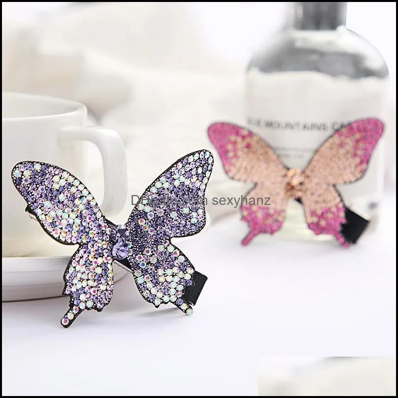 Barrettes Jewelry Jewelrygirls Cabelo INS Clipes 3D Diamand Butterfly Hairpins Aessories Pin Hairpin Overlock Deliver