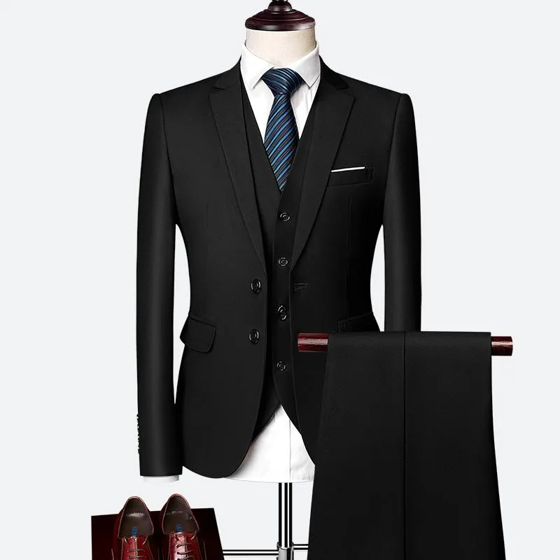 Mens Suits Blazers Jacket Pant Vest Men Business Slim Sets Wedding Dress Three Piece Suit Coat Trousers Waistcoat From 51 36 DHgate