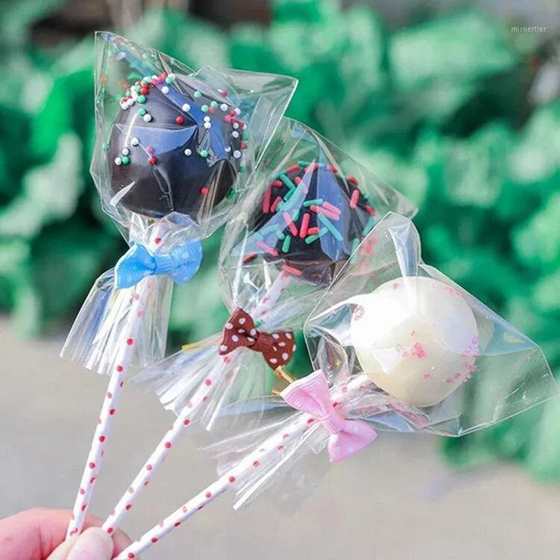 Enrole de sacolas de celofane transparente para doces para festas de festas de casamento de embalagens de biscoito de doces