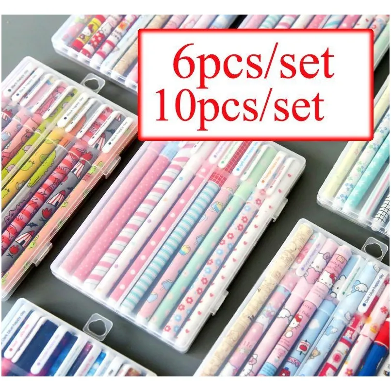 10pcs 6pcs colorful flower gel pen office stationary kawaii school supplies canetas cute pen lapices pen with the box 04083