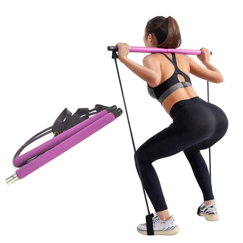 2020 New Yoga Resistance Bands Pilates Stick Indoor Sport Exercise Rubber Tube Elastic Band Bodybuilding Fitness Equipment H1026
