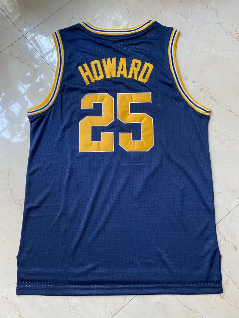 Michigan Wolverines College Chris Webber #4 Juwan Howard Basketball Jersey #25 Navy Blue Retro Men