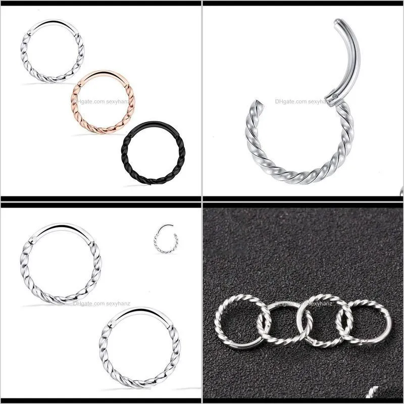 fashion simple stainls steel twist round nose anti allergy closed ring puncture jewelry