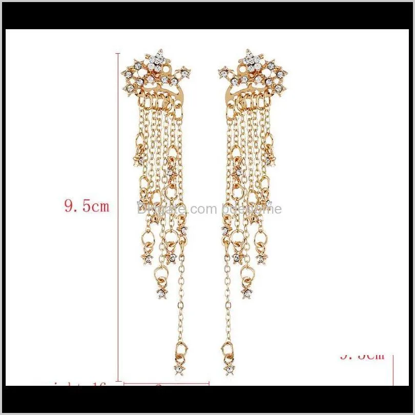 wholesale golden silver tassel fashion european and american earrings shining star tassel earrings shipping cute jewelry