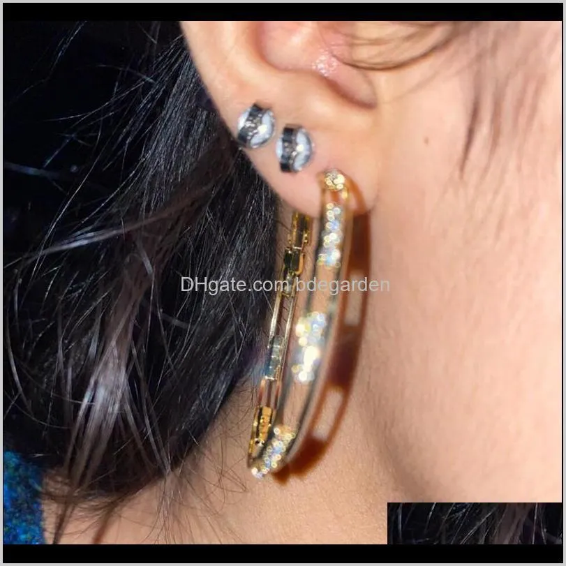 golden round crystal hoop earrings for women bijoux geometric rhinestones earring statement jewelry party gifts