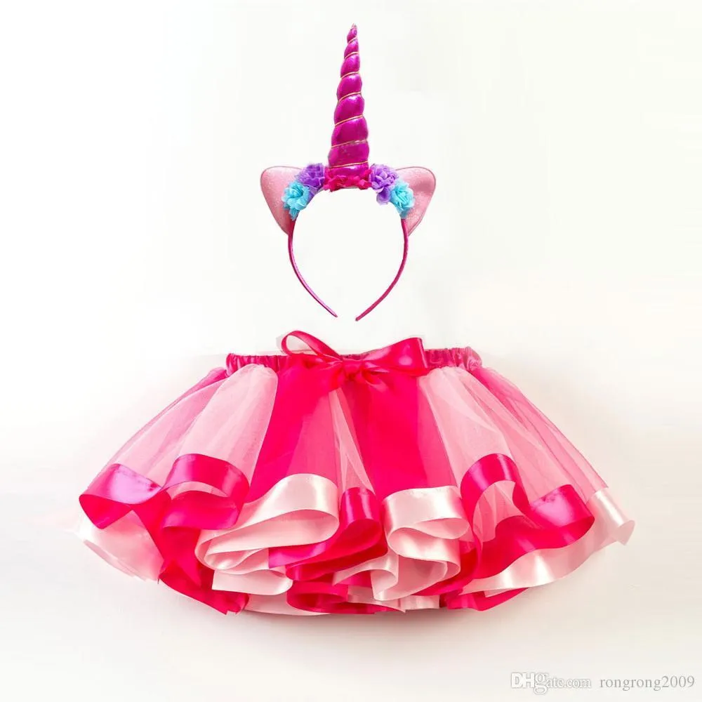 Rainbow Baby TUTU Skirt Colorful Fluffy Skirt with free Headwear Cute Dress Baby Clothes 2-11 Years CW001