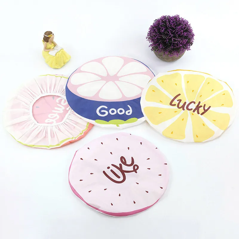 NEWCute Cartoon Fruit Pattern Waterproof Kitsch Elevated Shower Cap Resuable Bath Hair Caps For