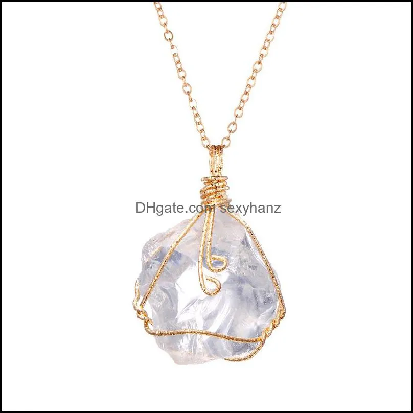 Artilady Big Raw Crystal pendant necklaces Healing Stone Quartz Necklace for Women Jewelry