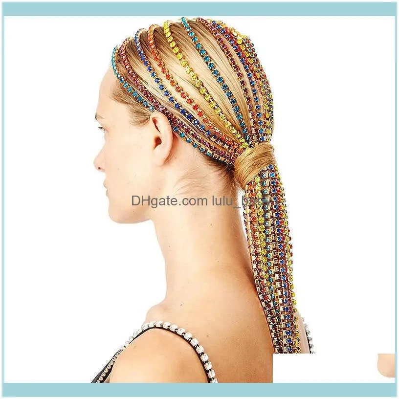 StoneFans Trendy Rhinestone Hair Accessories for Women Jewelry Elegant  Tassel Hairbands Long Chain Headwear