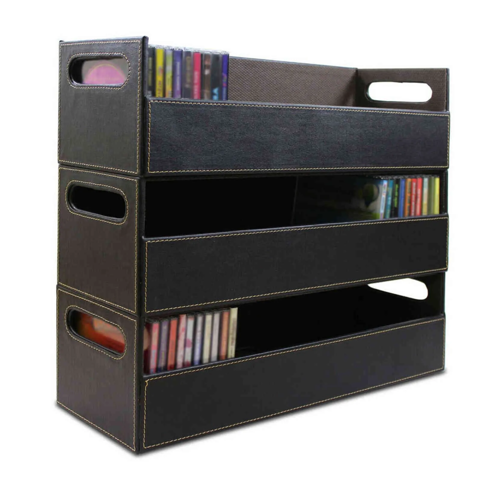 Electronics Storage Racks Box Bamboo Electronics Storage Box Disc Organizer Rack Holder Clear Single ...