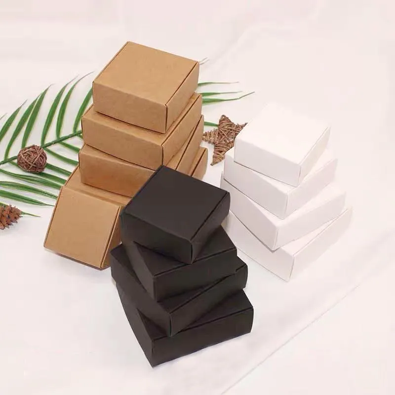 Envoltório de presente 10pcs Venda DIY Kraft Boxes Branco / Brown / Papel Preto Pequeno caixa de sabão Caixa de papelão mini jóias caixa de embalagem