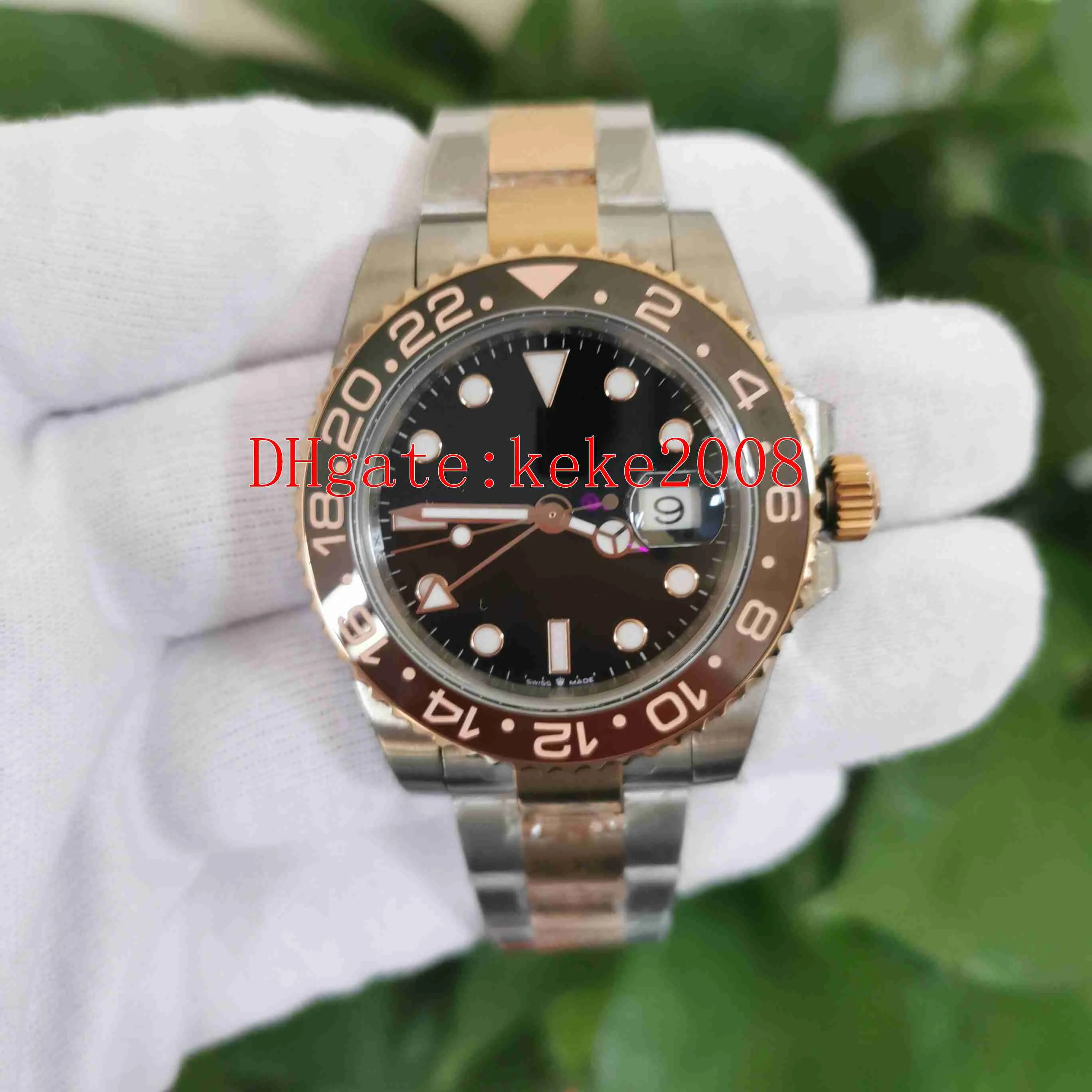 最高品質BPF腕時計腕時計40mm 126711 126711Chnr Cerachrom Bezel GMTルートビール2台2813動き機械自動メンズウォッチ