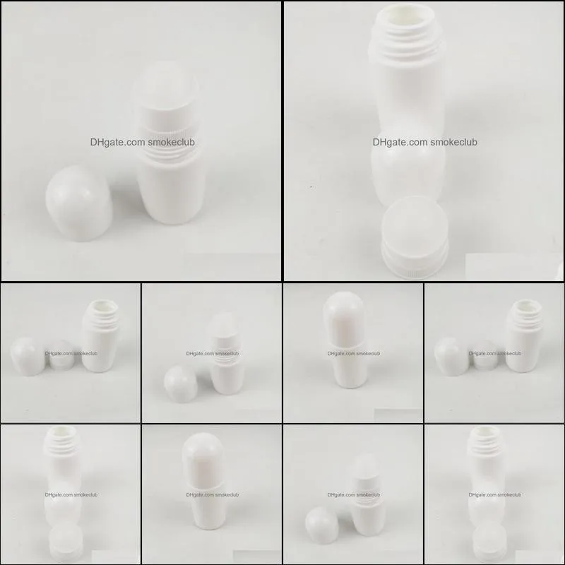 50ml Plastic Roll On Bottles White Empty Roller Bottle 50cc Rol-on Ball Bottle Deodorant Perfume Lotion Light Container 100pcs