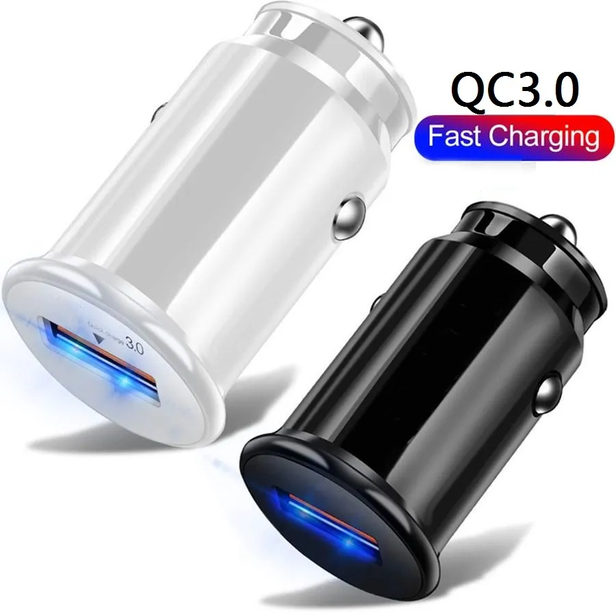 18W MINI USB CAR ACRGER QC3.0 5V 3A 9V 2A سريع الشحن السريع شواحن السيارات Auto Power Adapter لـ iPhone 15 11 12 13 14 Pro Max Samsung HTC Tablet PC MP3