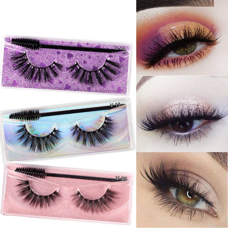 3D False Eyelashes Natural Soft Thick Fake Eye Lash Beauty Makeup Tools Extension Lashes with Eyelash Tweezer Brush