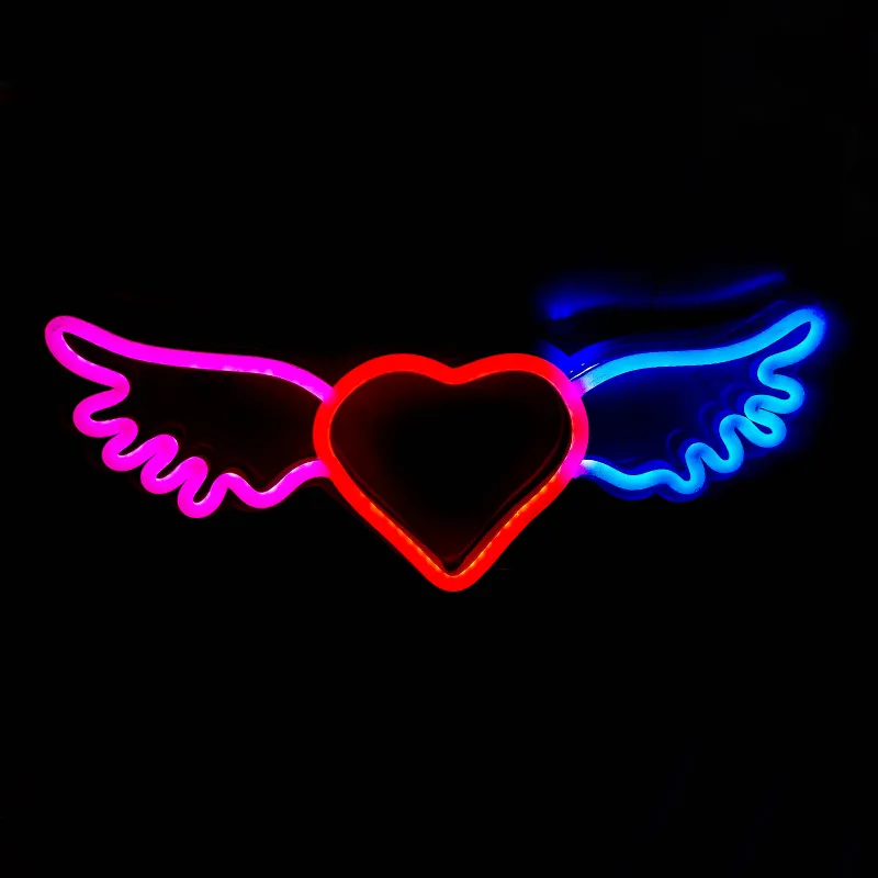 Winged Heart Sign Bar KTV Hem Webbsändning Bakgrund Väggdekoration Led Neon Light 12 V Super ljus