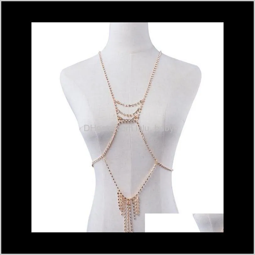 Belly Chains Jewelry Drop Delivery 2021 Europe och USA Fashion Sexy Rhinestones Bra Bikini Body Chain MB5Q7