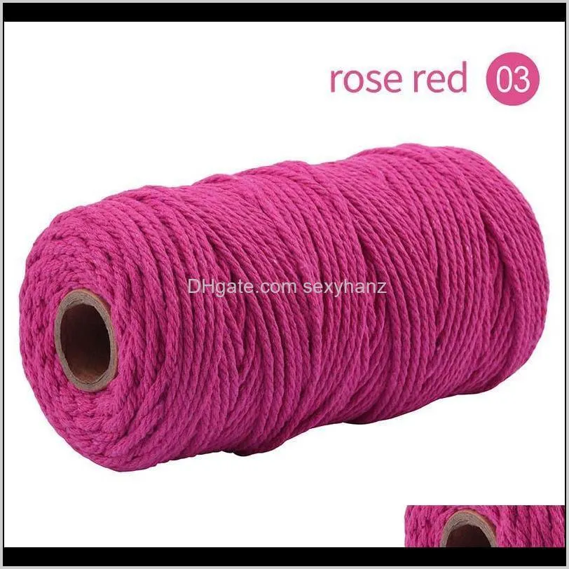 1roll cotton rope twine string cord 100m wedding decorative multifunction 3mm cotton rope colorful home textile rustic