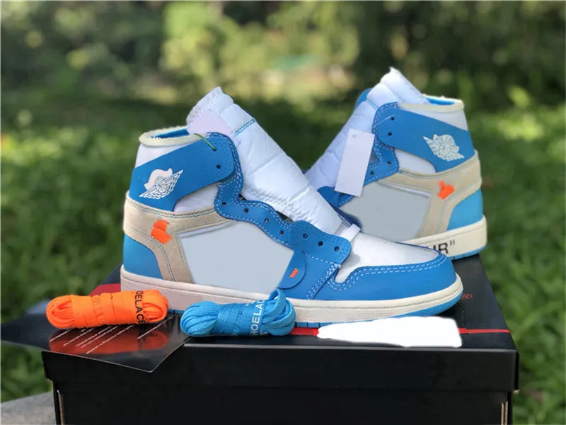 2022 Off Authentic 1 High OG UNC Уличная обувь Power Blue White Red Chicago Canary Yellow Мужские женские кроссовки Спортивные кроссовки с оригинальной коробкой