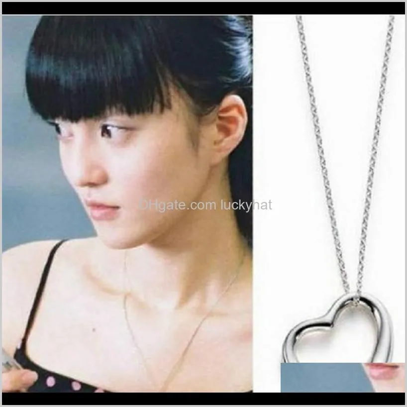 Bijoux faits à la main Mode coréenne Simple Argent Lisse en forme de coeur de pêche Femmes Bijoux Ioe4J Pendentif Colliers Wni5H