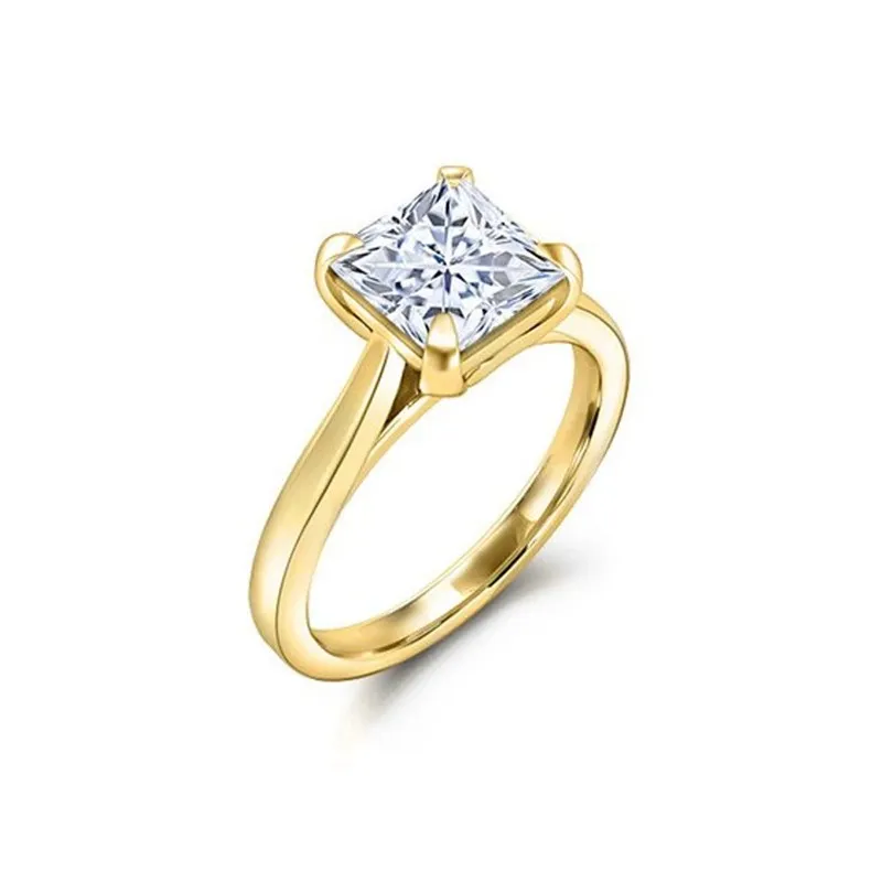 Модные кольца для женщин медь простые ювелирные изделия свадебное свадебное обручальное кольцо Кубический цирконий квадратный камень подарки девушка