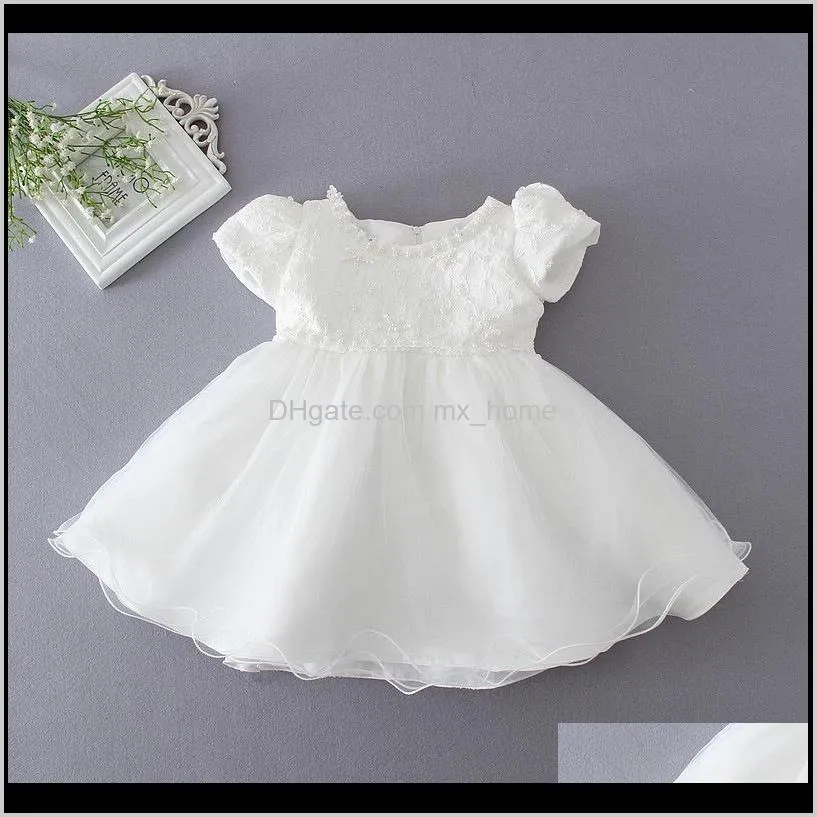 newborn girl christening gown princess dress set 0-18m hollow solid back zipper lace transparent cardigan white beaded hat