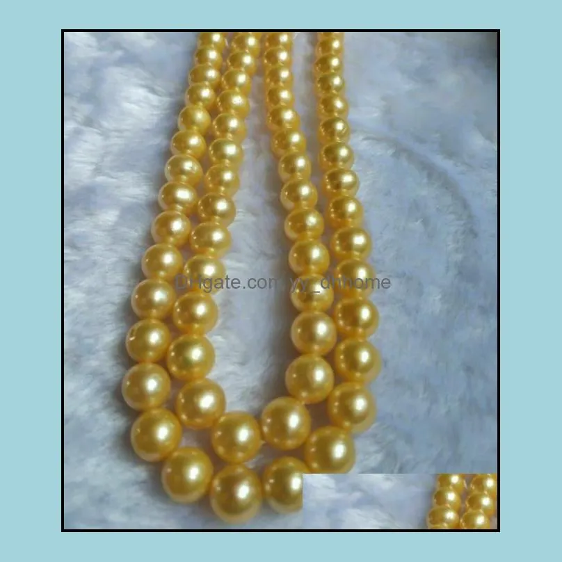 Beaded Neckor Pendants Jewelry 9-10mm Golden Natural Pearl Necklace 35 tum Womens Gift Bridal Drop Delivery 2021 Roav3