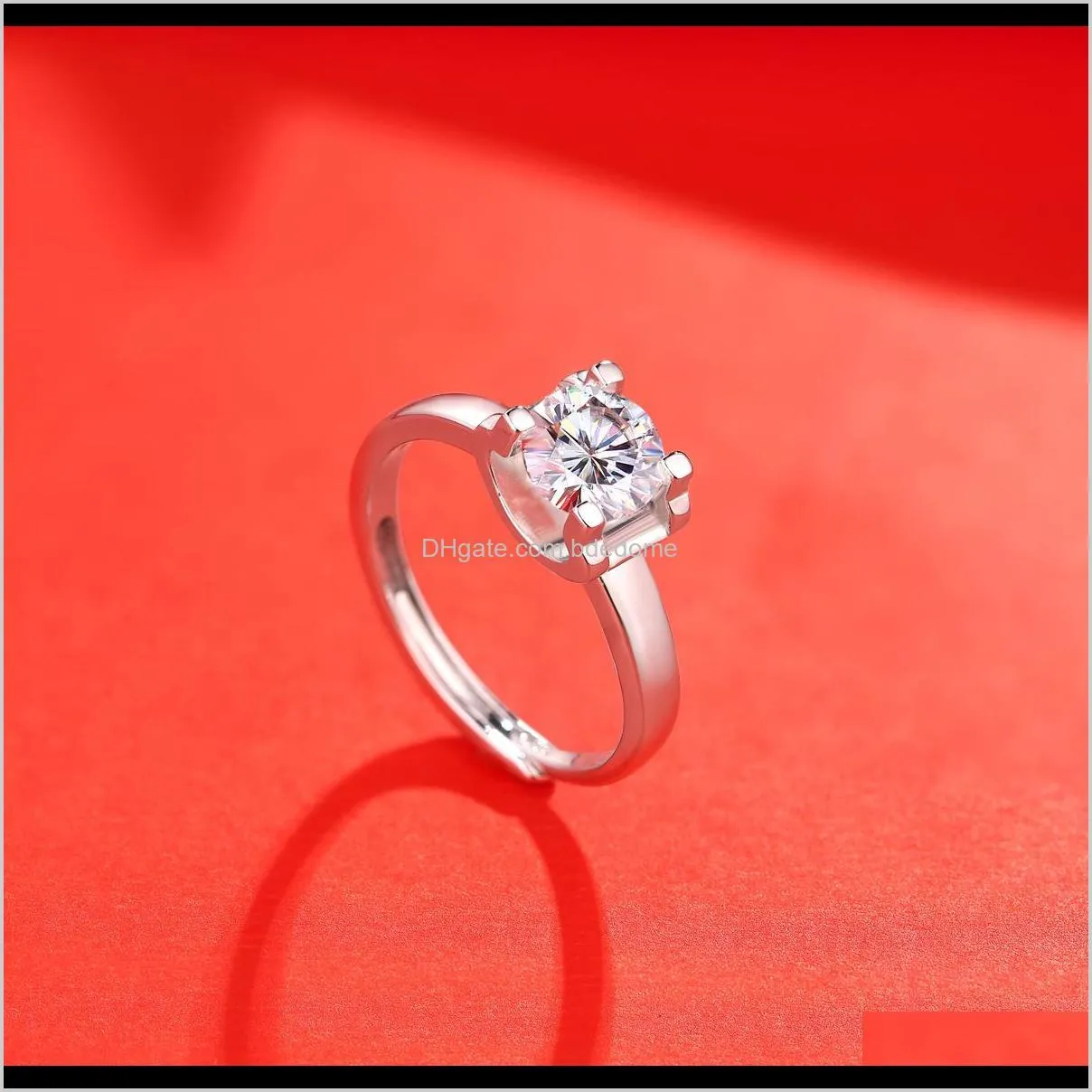 925 Sterling Silver Moissanite Ring Round Brilliant Cut Women Wedding Ring Women Jewelry