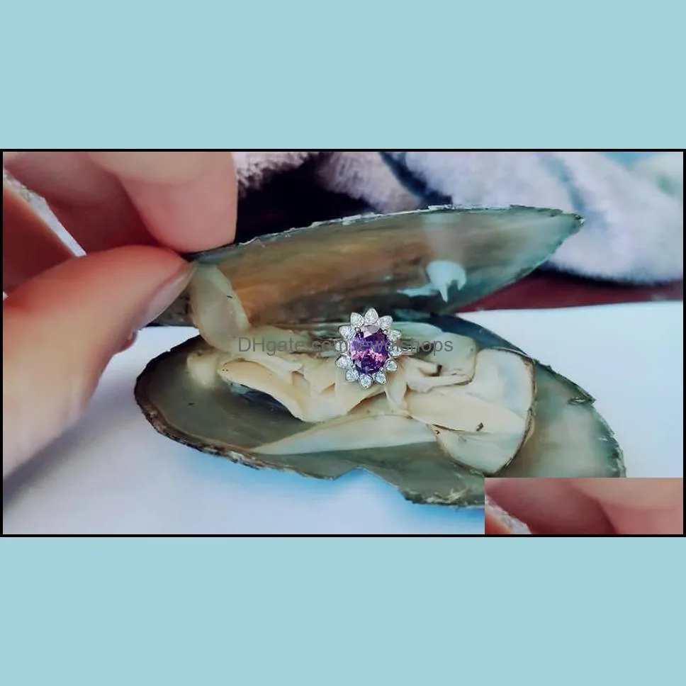 Fortune Freshwater Oysters with Sterling Silver Gem Ring or Pearl Ring Jewelry Gifts Shell Love Wish Pearl Oyster Vacuum-packed