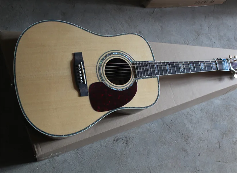 Solid Spruce 41 بوصة الكلاسيكية D نمط Burlywood الغيتار الصوتية Abalone Inlays Rosewood الأصابع الماهوجني العنق