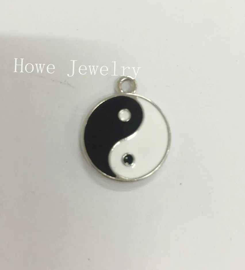 30 pcs/ Enamel Alloy Gold-color Yin Yang I Ching Bagua Tai Chi pendants charms for bracelet necklace DIY jewelry making