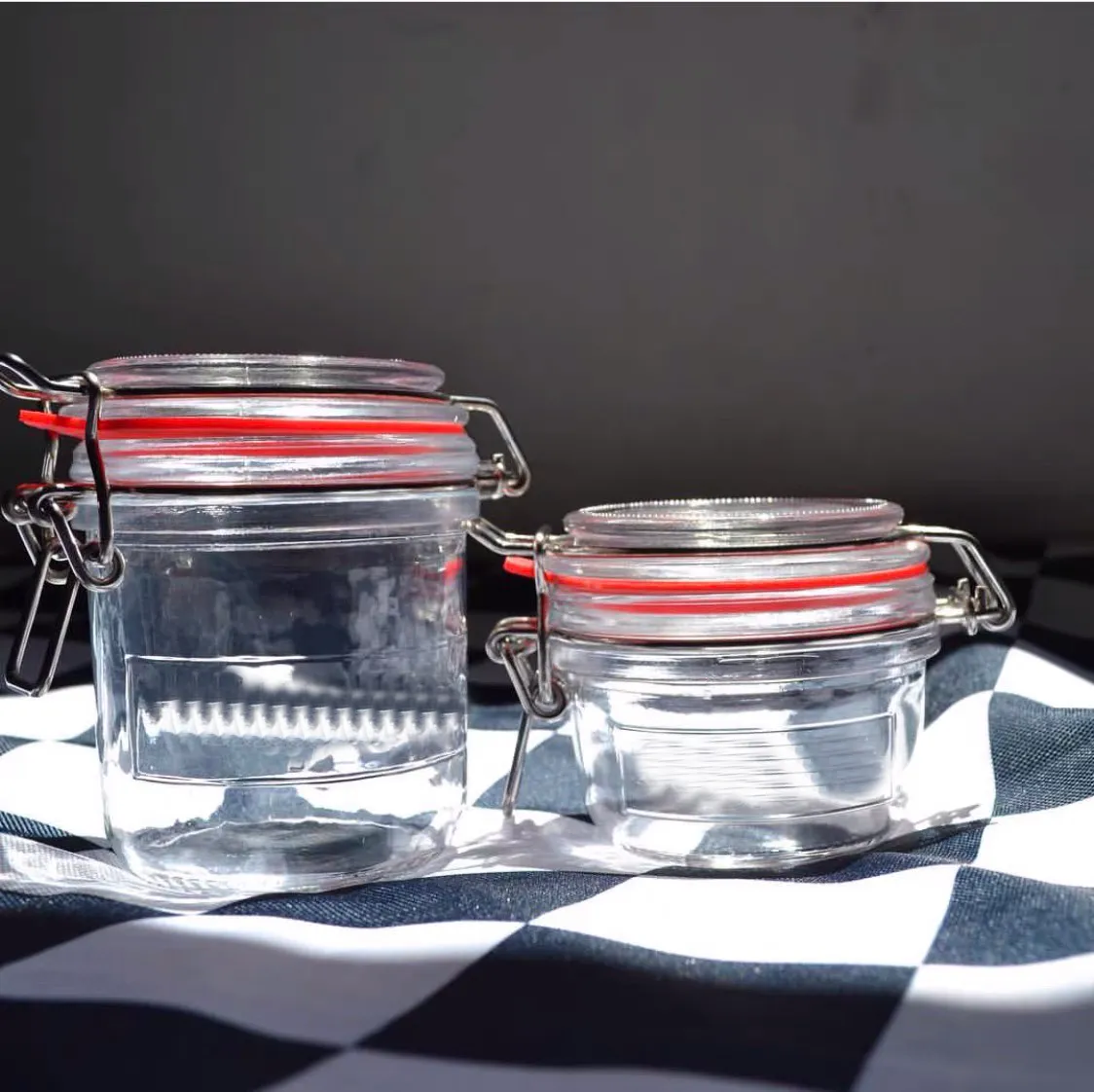 Set van 18 potten Glazen voorraadflessen Potten Kampkeuken Tank Keukenkast Rek Transparant