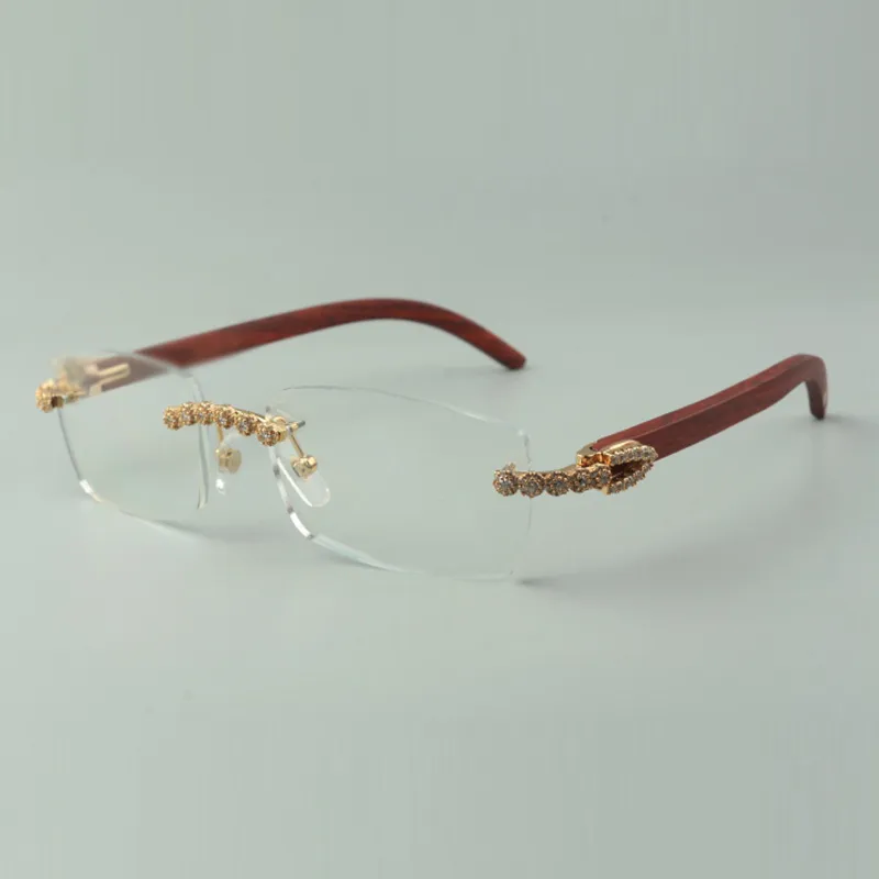 Designer bouquet diamond glasses Frames 3524012 with original wood temples for unisex, size: 56-36-18-135mm