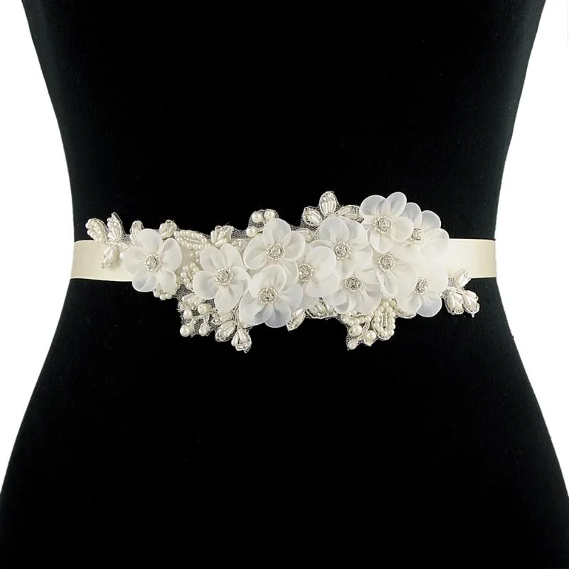 Bröllopssashes trixy s355 charmiga blommor bälten för kvinnor brudbälte rhinestone sash brud tillbehör195p