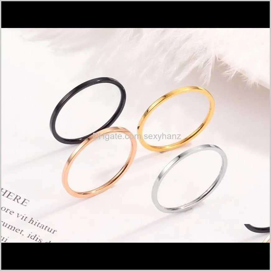 simple 1mm fine tail ring smooth titanium steel lady`s ring metal alloy adjustable lady rings gold silver black rose gold jewelry size