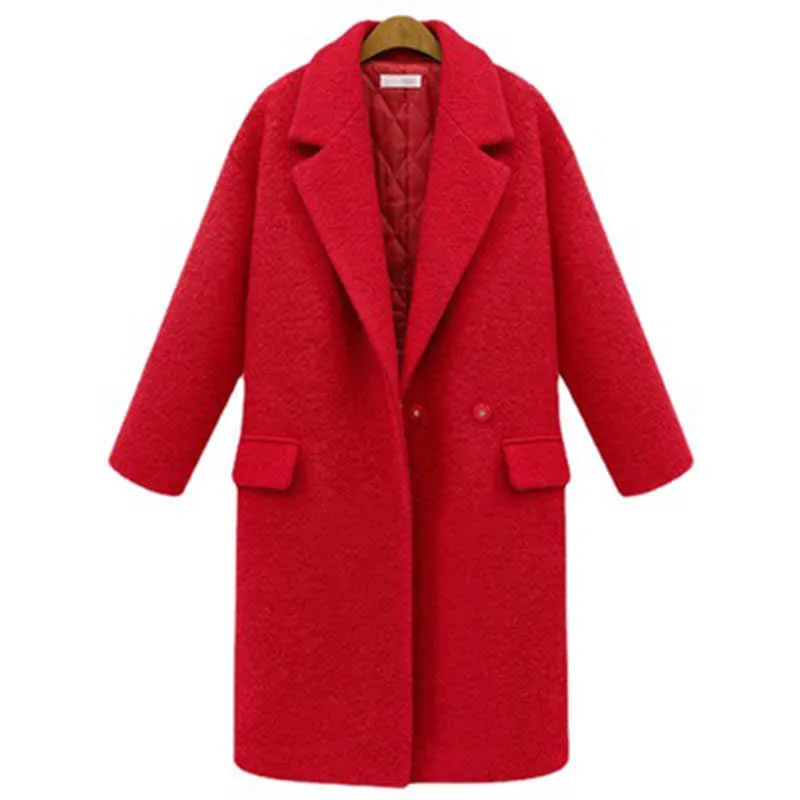 冬の厚さの綿の女性のウールのジャケットファッション女性の気質ソリッドカラー長袖女性ウールコートNBH285 210930