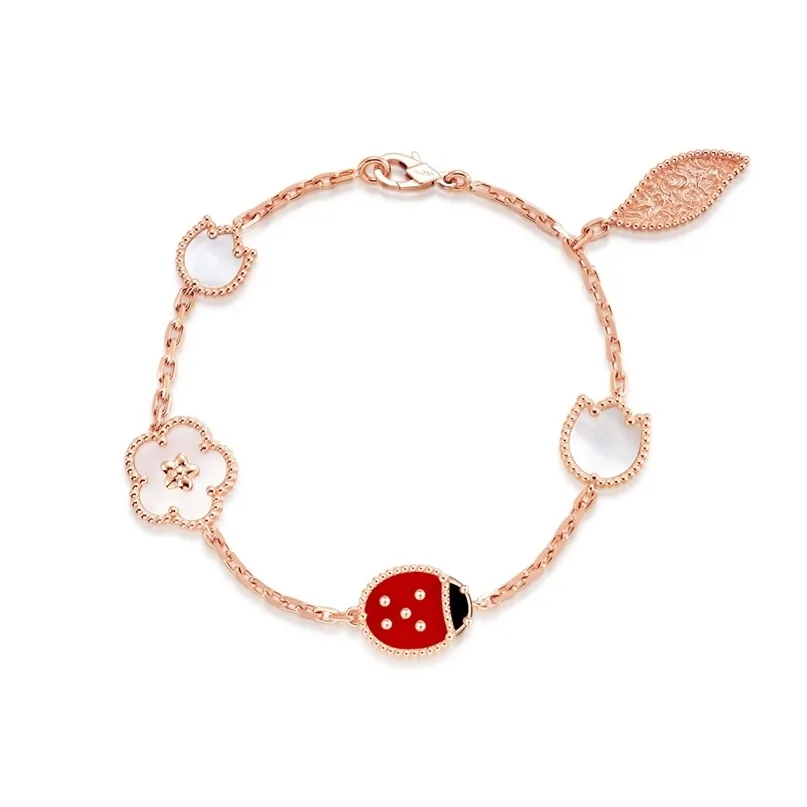 Venda pulseiras para mulheres rosa ouro de aço inoxidável charme trevo bracelete femme bangle trendy 211124