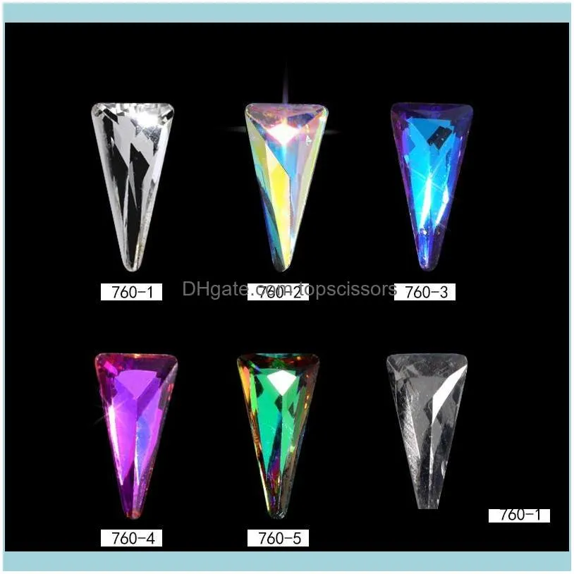 Nail Art Decorations 10pcs 3D Triangle Holo Sets Glitter Shiny Stone DIY Manicure Crystal Rhinestone Accessory