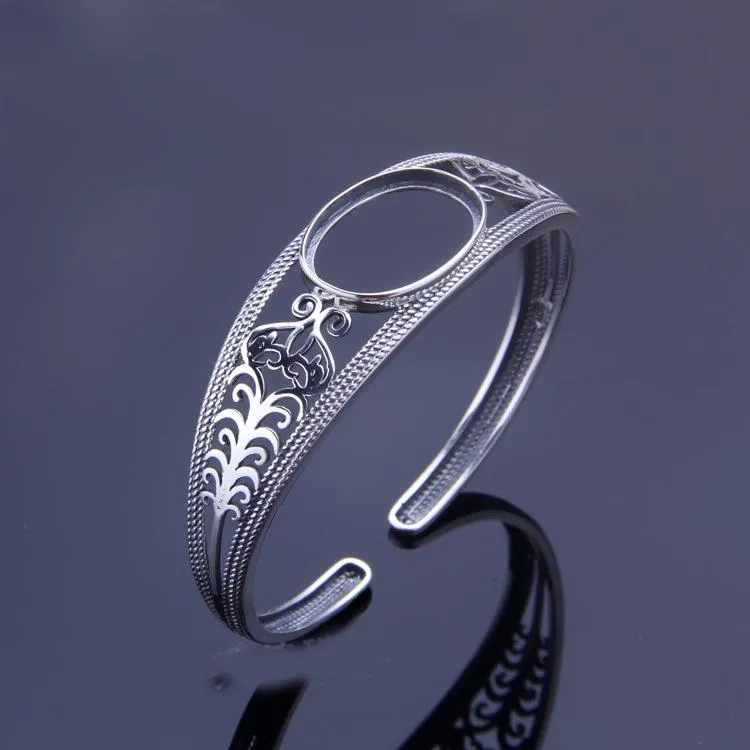 15*20mm 925 STERLING SILVER Diy Base Blanks Bangle Setting Jewelry Gift A2849