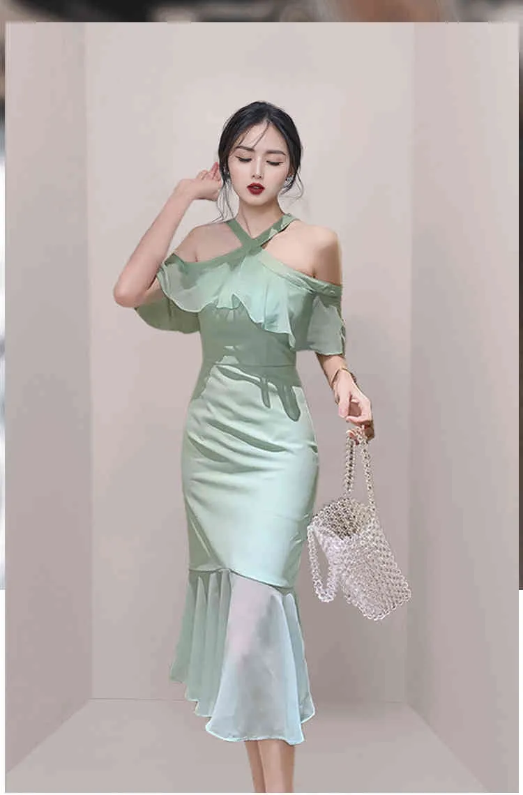 Elegant Off-Shoulder Ruffle Mermaid Dress - Premium Quality