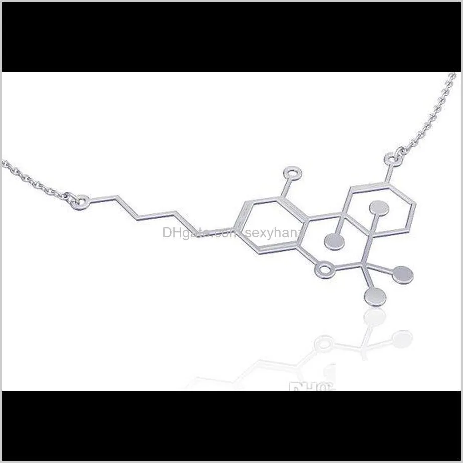 10pcs gold silver simple molecule necklace molecular structure necklaces hormone element necklace science dna dopamine necklaces
