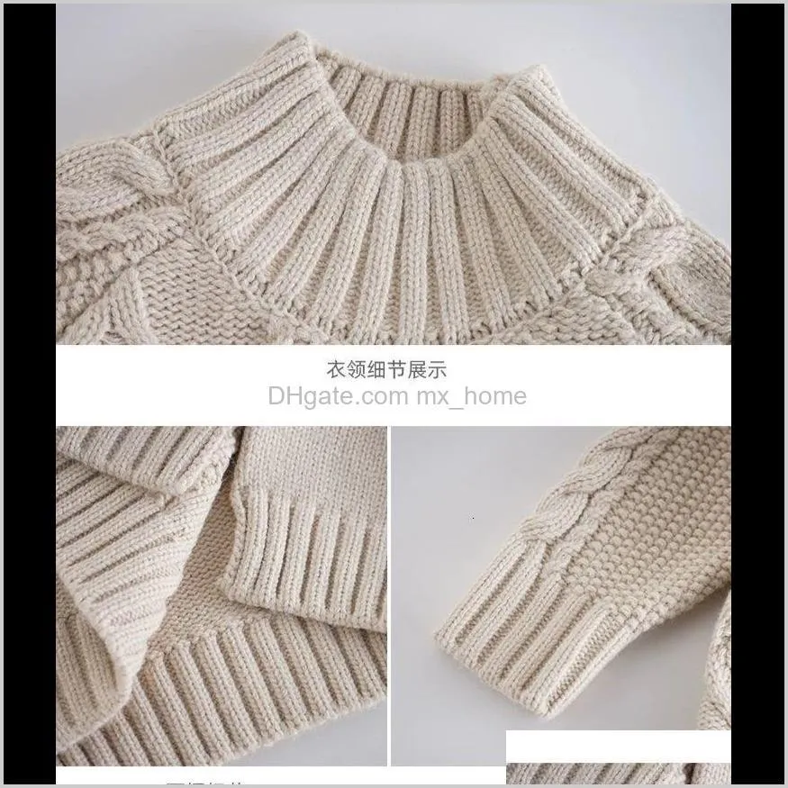 children`s pullover 110-160cm girls sweater korean children`s teenager loose spring autumn knitting thick line girl foreign style twist
