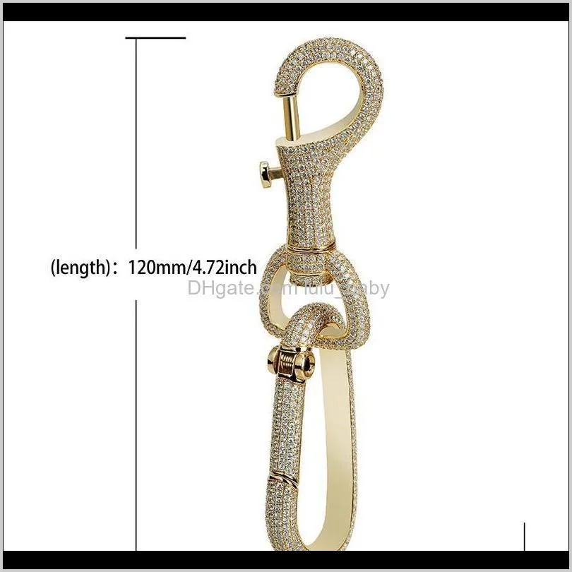 hot luxury designer jewelry keychain iced out bling diamond chain hip hop key ring men accessories gold sier portachiavi designers