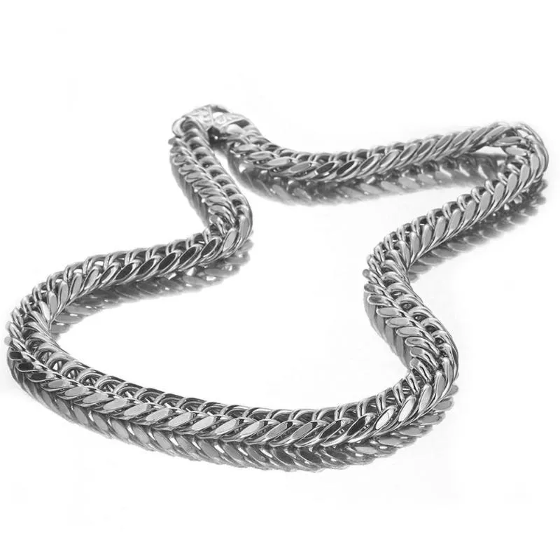 14/16 mm breit, hochwertiger Edelstahl, silberfarben, kubanische Panzergliederkette, für Herren und Damen, Halskette oder Armband, Schmuck, 17,8–101,6 cm