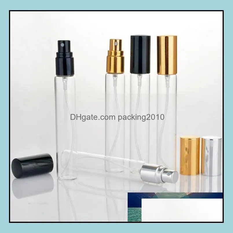 Hot Market Mini Perfume Sample Bottles 15ml Glass Travel Empty Spray Atomizer Bottles With Black Gold Silver Cap On Promotion SN997