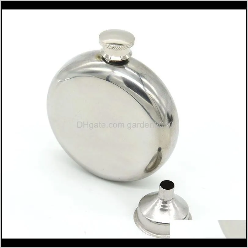 5oz round hip flask portable liquor wine pot stainless steel mirror shiny hip flask with funnel travel whiskey bottle