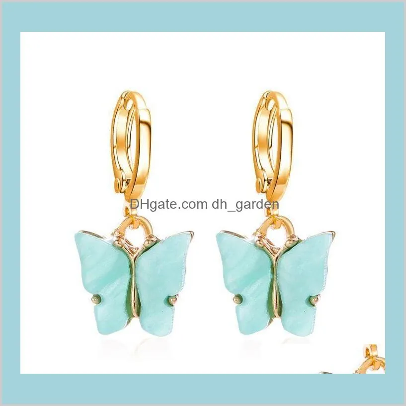 korean style butterfly eardrop earing sweet gold plated butterfly charm pendant ear clip earrings for women lady gift